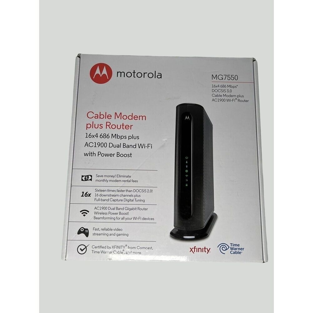 Motorola MG7550 16x4 High Speed ​​Cable Modem W/ Power & Ethernet Cord